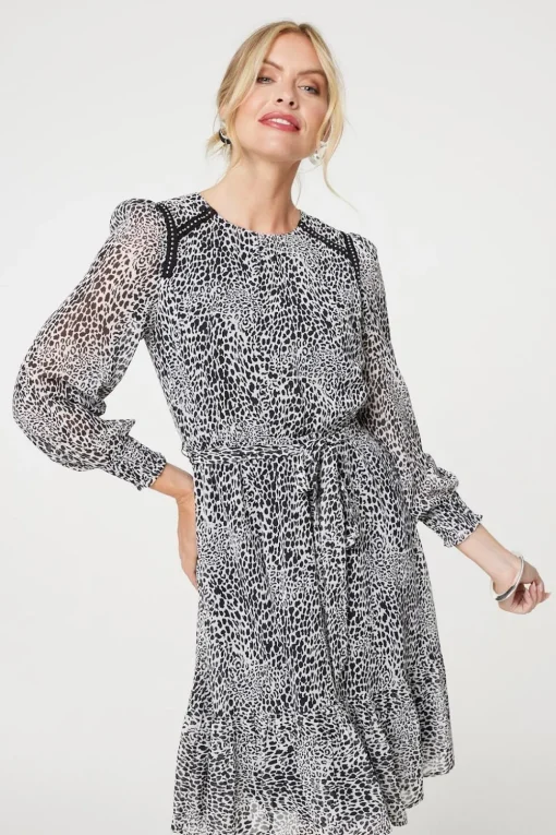 Animal Print Long Sleeve Dress