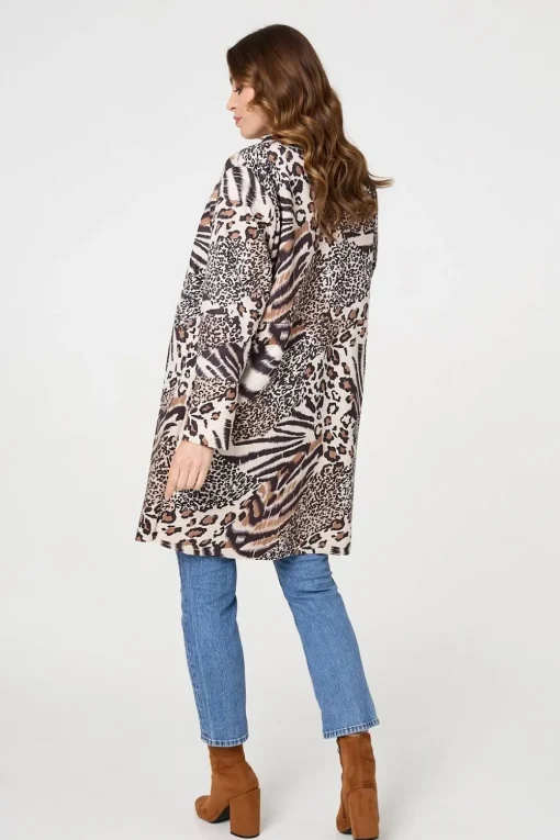 Animal Print Longline Blazer Coat