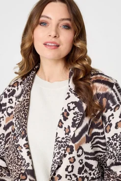 Animal Print Longline Blazer Coat