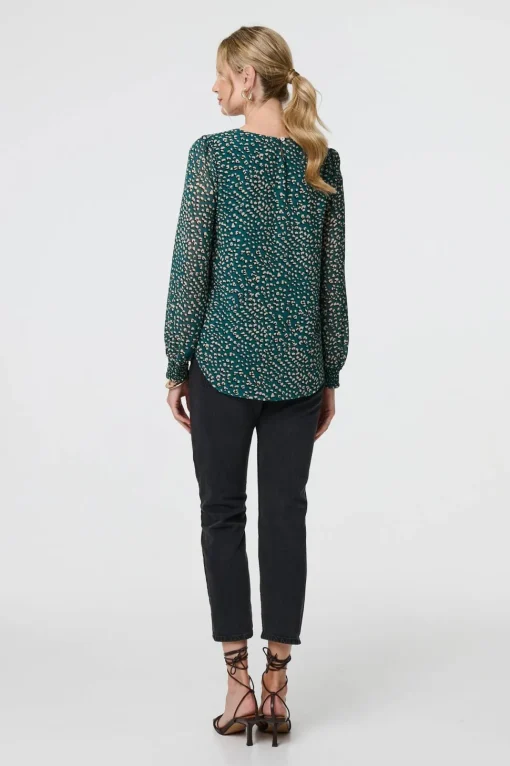 Animal Print Semi Sheer Blouse