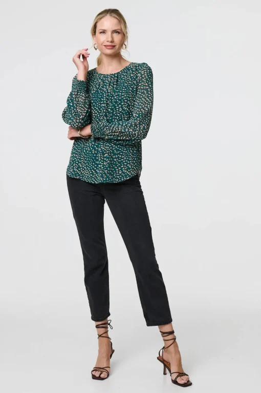 Animal Print Semi Sheer Blouse