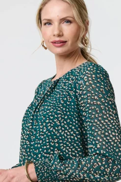 Animal Print Semi Sheer Blouse