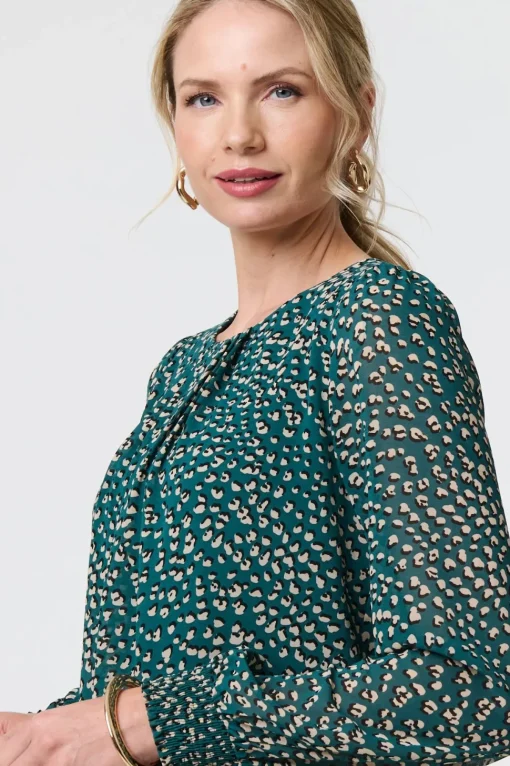 Animal Print Semi Sheer Blouse
