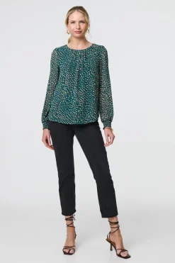 Animal Print Semi Sheer Blouse