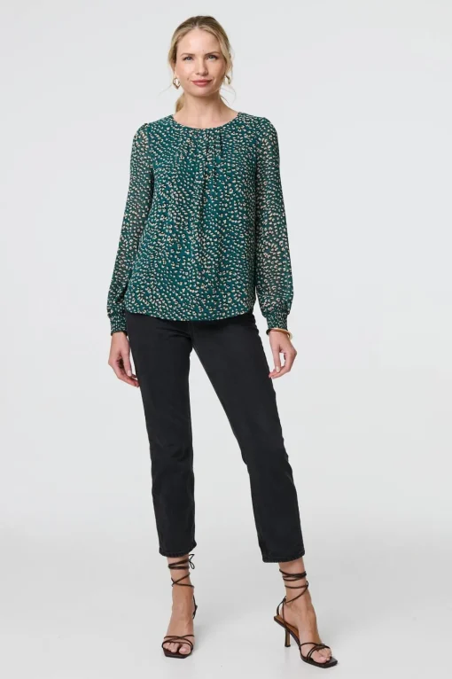 Animal Print Semi Sheer Blouse