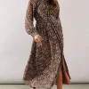 Animal Print Stud Detail Shirt Dress