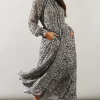 Animal Print Stud Detail Shirt Dress