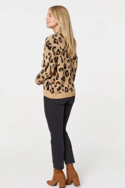 Animal Print Tie Front Cardigan