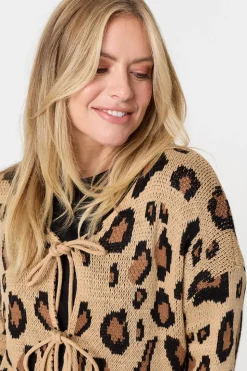Animal Print Tie Front Cardigan