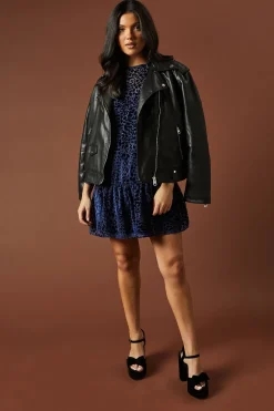 Animal Print Velvet Mini Dress