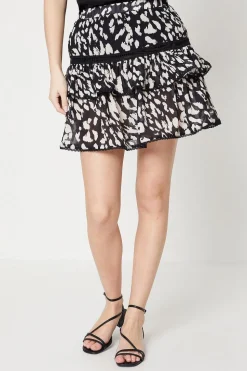 Animal Printed Tiered Mini Skirt