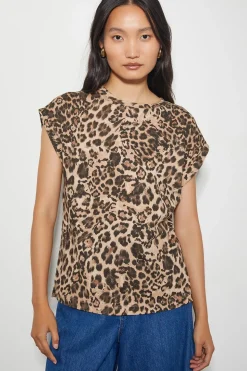 Archi Leopard Print Jersey T-Shirt Brown