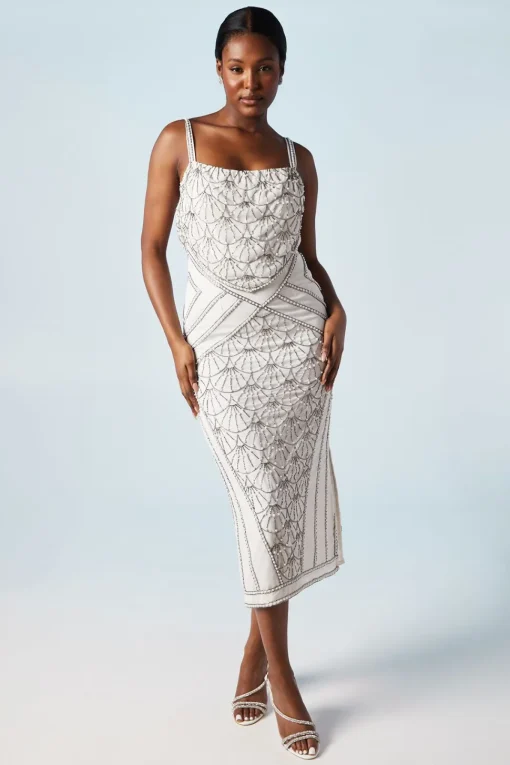 Art Deco Scallop Cowl Back Dress