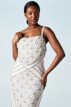 Art Deco Scallop Cowl Back Dress