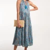 Art Tie Neck Smock Maxi Dress