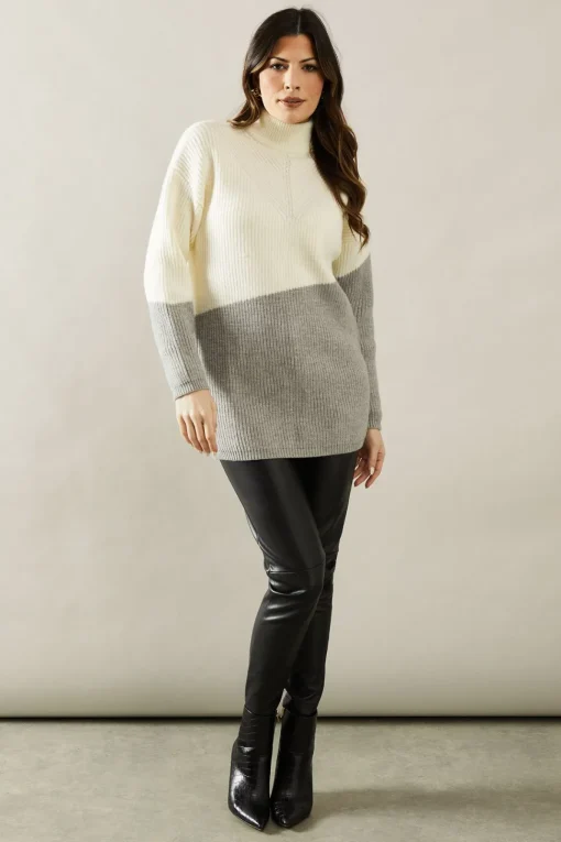 Asymmetric Contrast Colour Block Tunic