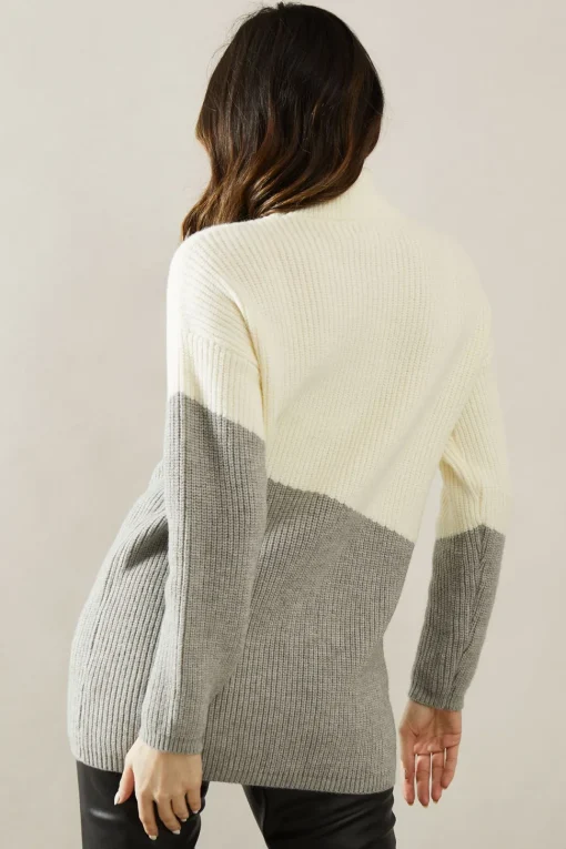 Asymmetric Contrast Colour Block Tunic