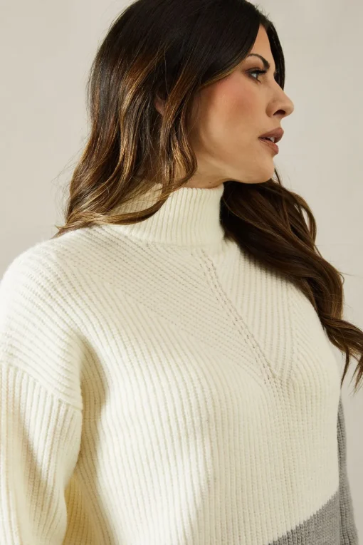 Asymmetric Contrast Colour Block Tunic