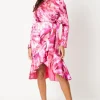 Asymmetric Drape Ruffle Midi Dress