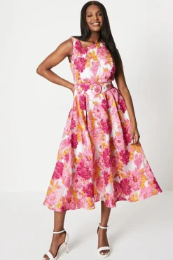 Asymmetrical Sleeveless Jacquard Midi Dress