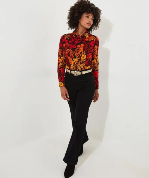 Autumn Floral Crinkle Blouse
