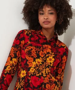 Autumn Floral Crinkle Blouse