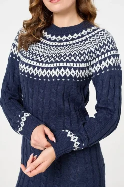 Aztec Print High Neck Midi Jumper Dress
