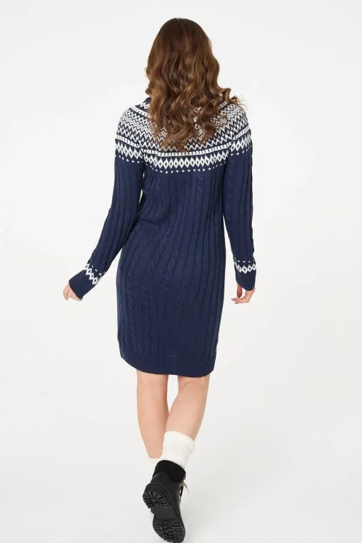 Aztec Print High Neck Midi Jumper Dress