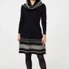 Aztec Print Removable Rollneck Knit Dress