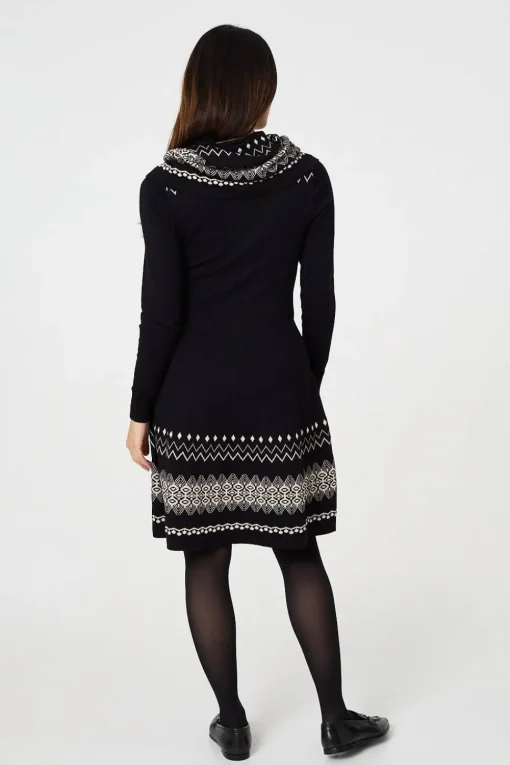 Aztec Print Removable Rollneck Knit Dress
