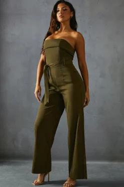 Bandeau Belted Wide Leg Jumpsuit