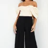 Bardot Jumpsuit With Pleated Bodice