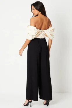 Bardot Jumpsuit With Pleated Bodice