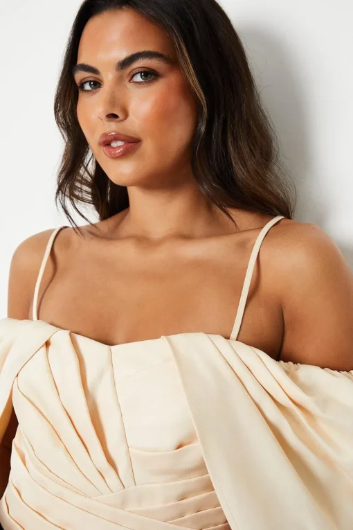Bardot Jumpsuit With Pleated Bodice