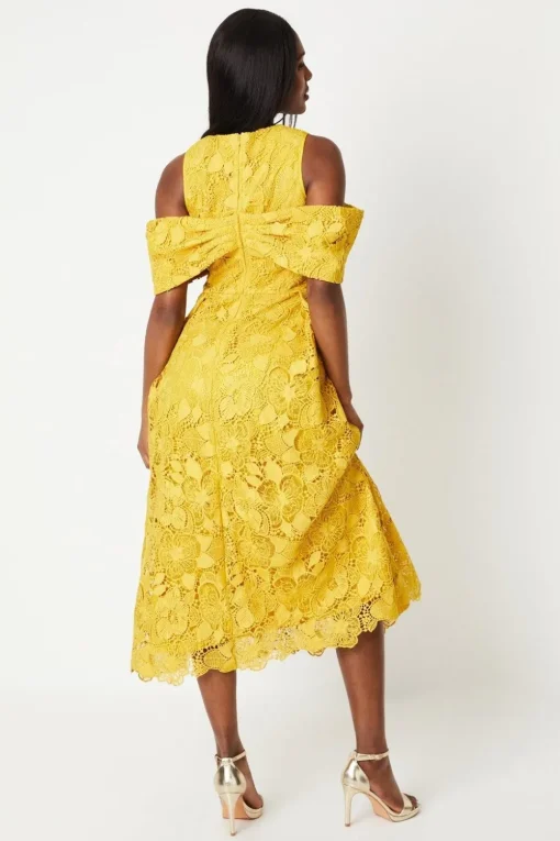 Bardot Panel Lace Midi Dress