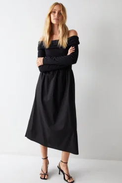 Bardot Poplin Hem Dress
