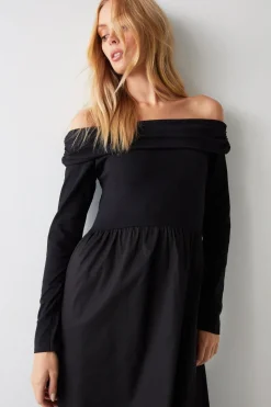 Bardot Poplin Hem Dress