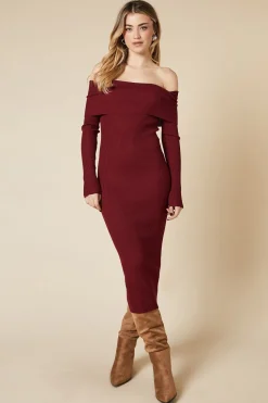 Bardot Ribbed Midi Jumper Dress