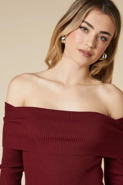 Bardot Ribbed Midi Jumper Dress