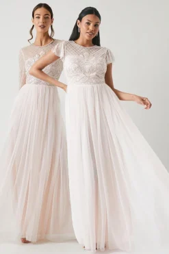 Baroque Embellished Angel Sleeve Two In One Bridesmaid Dress
