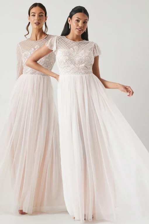 Baroque Embellished Angel Sleeve Two In One Bridesmaid Dress