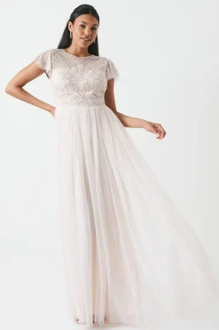 Baroque Embellished Angel Sleeve Two In One Bridesmaid Dress