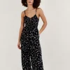 Batik Print Shirred Jumpsuit