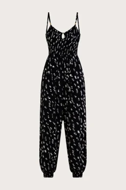 Batik Print Shirred Jumpsuit