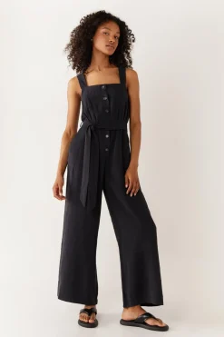 Belted Button Through Utility Jumpsuit