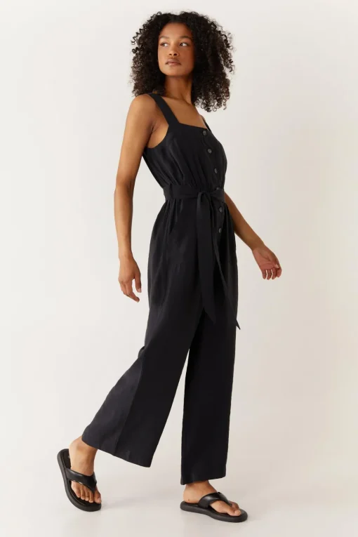 Belted Button Through Utility Jumpsuit