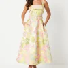 Belted Cami Top Jacquard Midi Dress