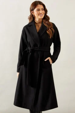 Belted Midi Wool Mix Midi Coat