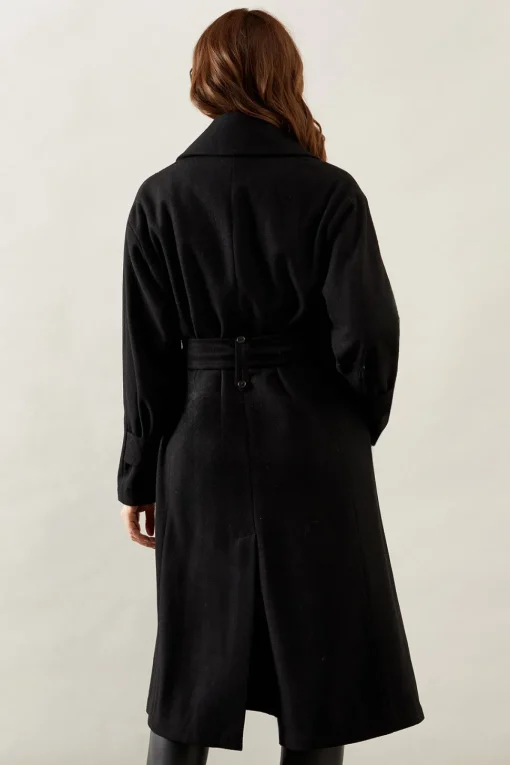 Belted Midi Wool Mix Midi Coat