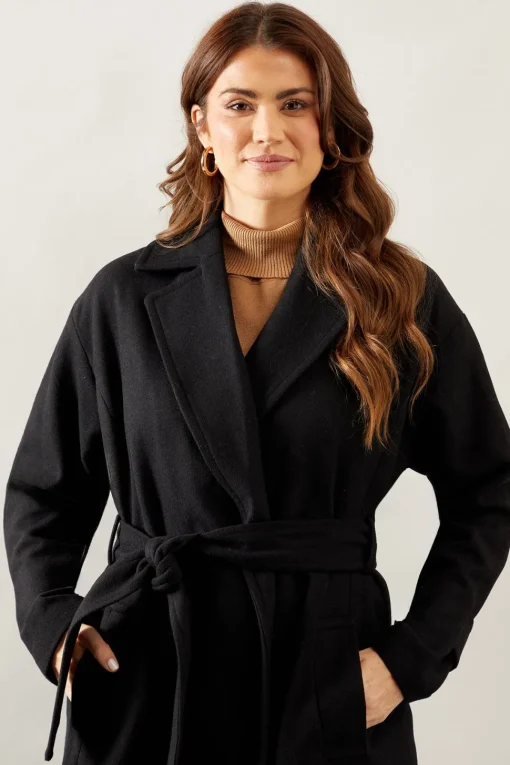 Belted Midi Wool Mix Midi Coat